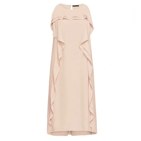 BCBGMAXAZRIA PINK ASYMMETRICAL RUFFLE MINI DRESS - Picture 10 of 11